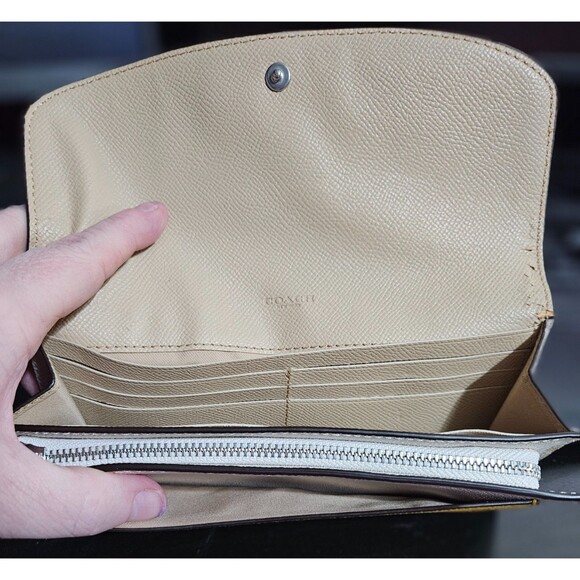 Coach F56492 Slim Envelope Wallet Geometric Crossgrain Leather preloved - Picture 3 of 15